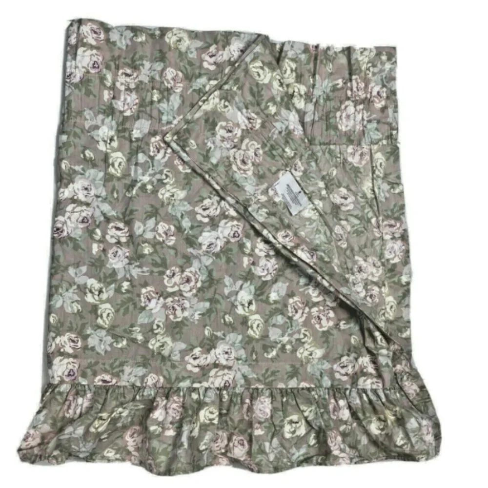 Vintage 90s Floral Ruffle Valance Curtain Purple